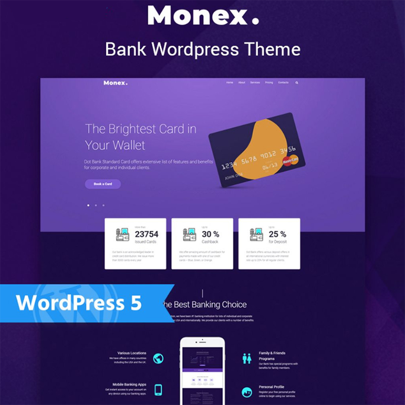Monex - Bank Services Multipurpose Classic Elementor WordPress Theme